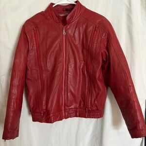 Vintage Hein Gericke Echt Leder Red Leather Jacket Women’s Moto Biker Small
